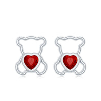 Certified Lab Created Ruby Teddy Bear Stud Earrings