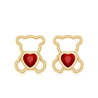 Certified Lab Created Ruby Teddy Bear Stud Earrings