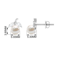 Rosec Jewels 5mm freshwater pearl and diamond fruit stud earring with delicate design and sparkling accents.