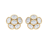 Oval Shaped Diamond Cluster Stud Earrings
