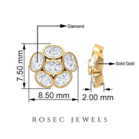 Oval Shaped Diamond Cluster Stud Earrings