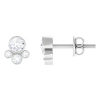 Bezel Set Real Diamond Cluster Stud Earrings with Screw Back