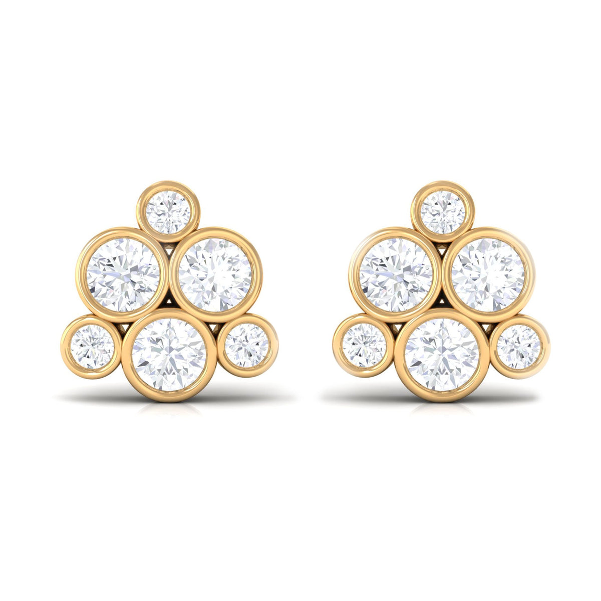 1/2 CT Bezel Set Diamond Cluster Stud Earrings