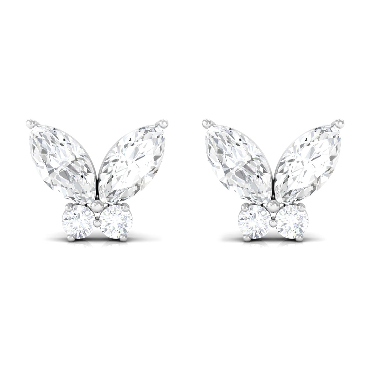 Natural Diamond Butterfly Stud Earrings with Certificate
