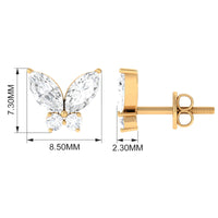 Natural Diamond Butterfly Stud Earrings with Certificate