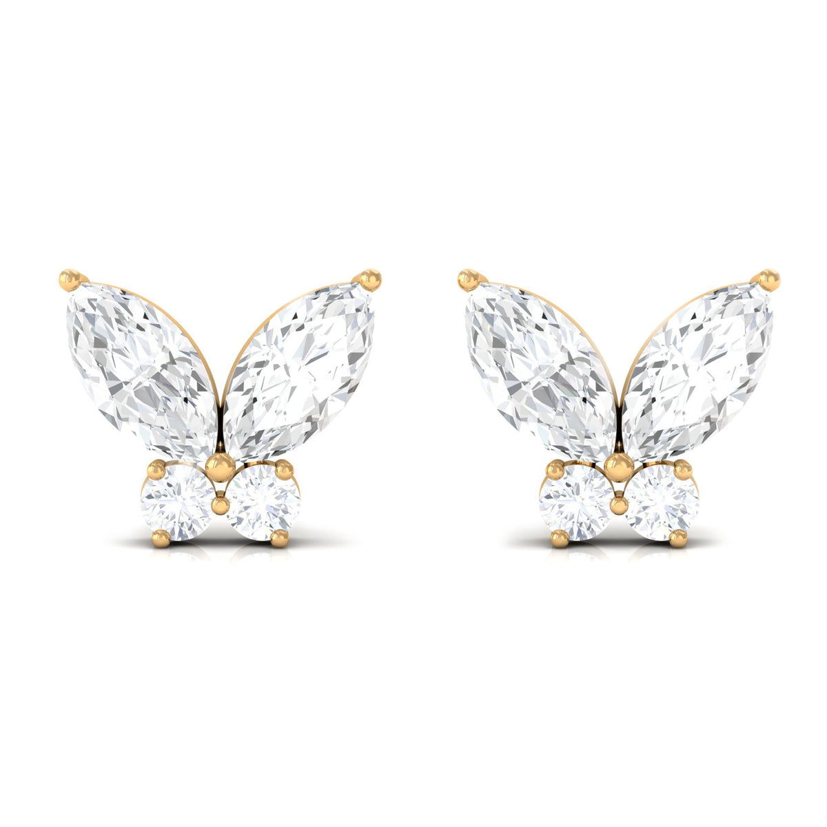 Natural Diamond Butterfly Stud Earrings with Certificate