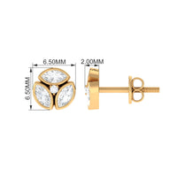 Bezel Set Natural Diamond Cluster Stud Earrings
