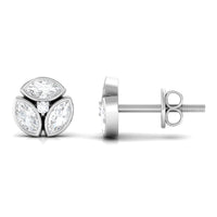 Bezel Set Natural Diamond Cluster Stud Earrings