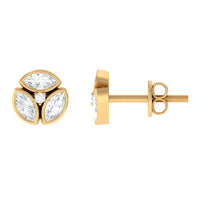 Bezel Set Natural Diamond Cluster Stud Earrings