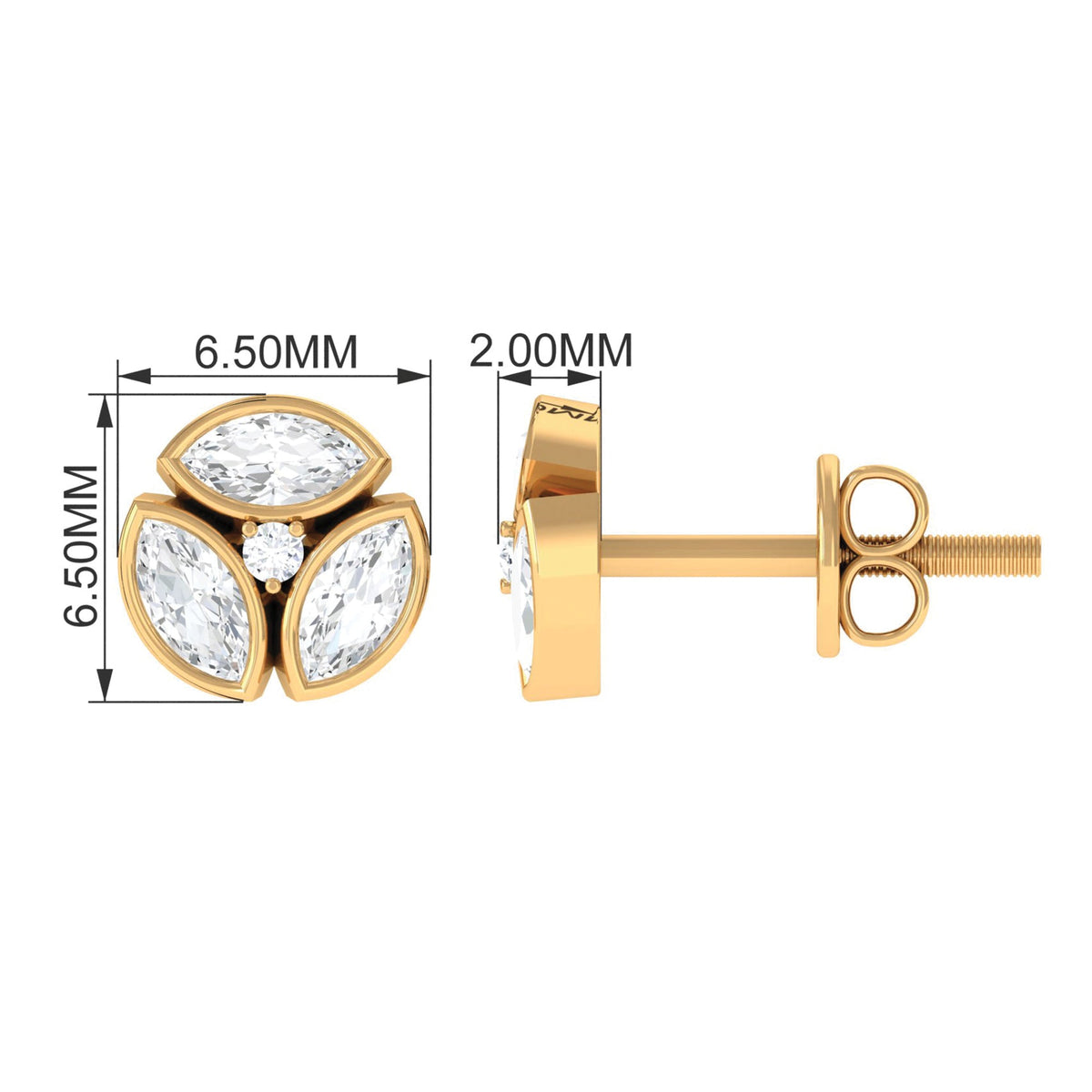 Bezel Set Natural Diamond Cluster Stud Earrings