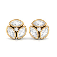 Bezel Set Natural Diamond Cluster Stud Earrings