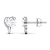 Certified Natural Diamond Heart Earrings with Screw Back