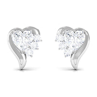 Certified Natural Diamond Heart Earrings with Screw Back