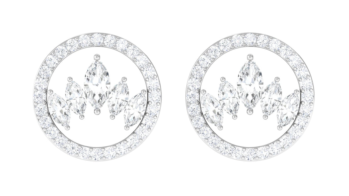 Natural Diamond Big Stud Earrings with Screw Back