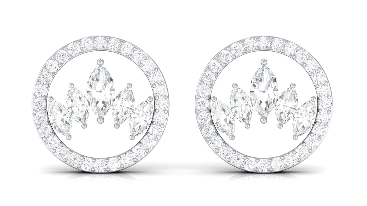 Natural Diamond Big Stud Earrings with Screw Back