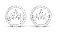 Natural Diamond Big Stud Earrings with Screw Back