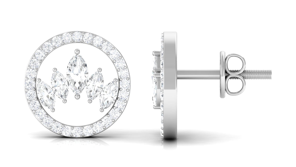 Natural Diamond Big Stud Earrings with Screw Back