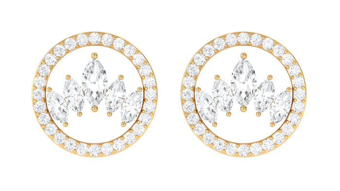 Natural diamond big stud earrings with screw back from Rosec Jewels, showcasing sparkling diamond studs on silver posts.