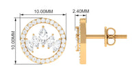 Natural Diamond Big Stud Earrings with Screw Back