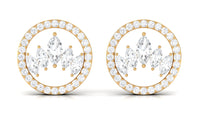 Natural Diamond Big Stud Earrings with Screw Back
