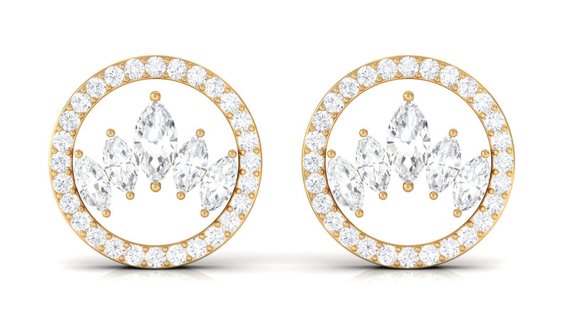 Natural diamond big stud earrings with screw back by Rosec Jewels, showcasing sparkling diamonds and secure post design.