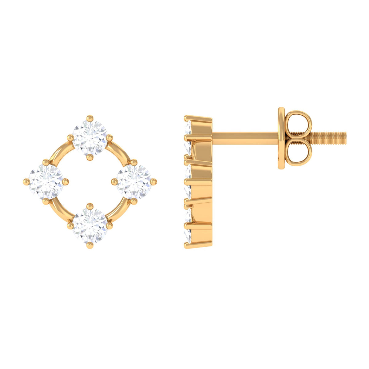 Natural Womens Diamond Stud Earrings with Screw Back