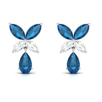 London Blue Topaz and Diamond Flower Drop Earrings