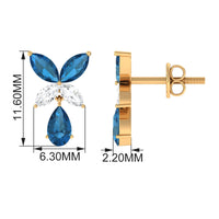 London Blue Topaz and Diamond Flower Drop Earrings