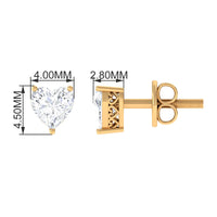 Certified Real Diamond Heart Shaped Earrings with Screw Back
