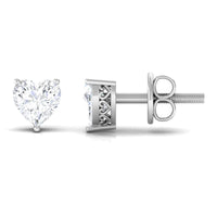 Certified Real Diamond Heart Shaped Earrings with Screw Back