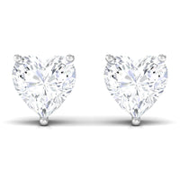Certified Real Diamond Heart Shaped Earrings with Screw Back