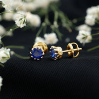 1.9 Carat Blue Sapphire Solitaire Vintage Earrings for Women