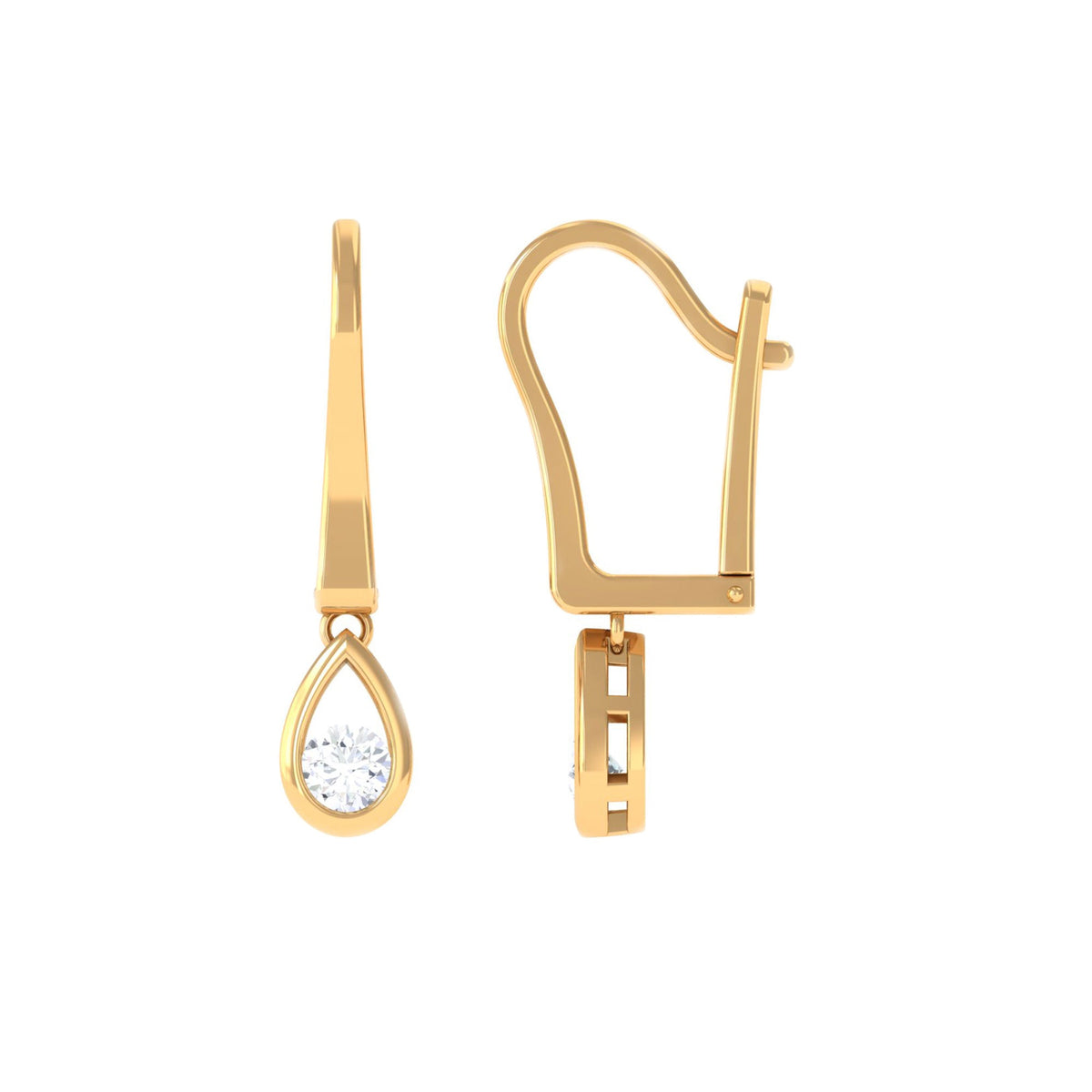 1/2 CT Genuine Diamond Teardrop Hoop Earrings