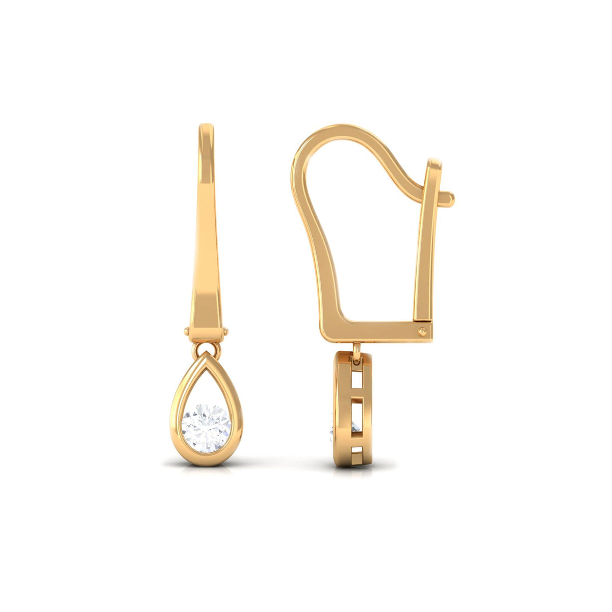1/2 CT Genuine Diamond Teardrop Hoop Earrings