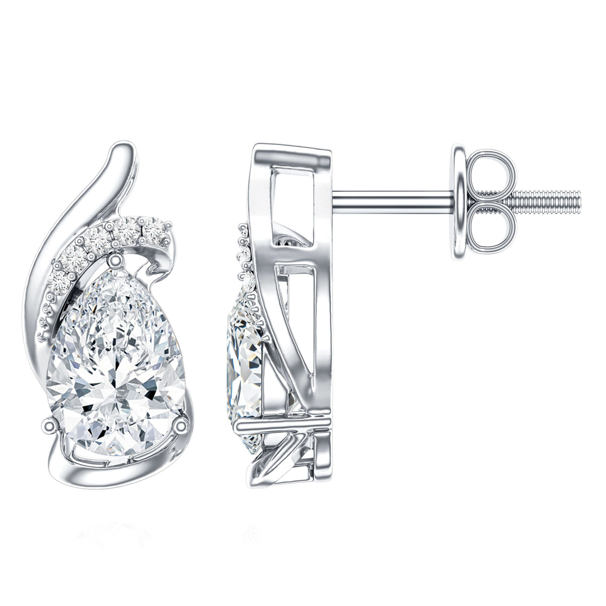 5X7 MM Certified Lab Grown Diamond Teardrop Stud Earrings