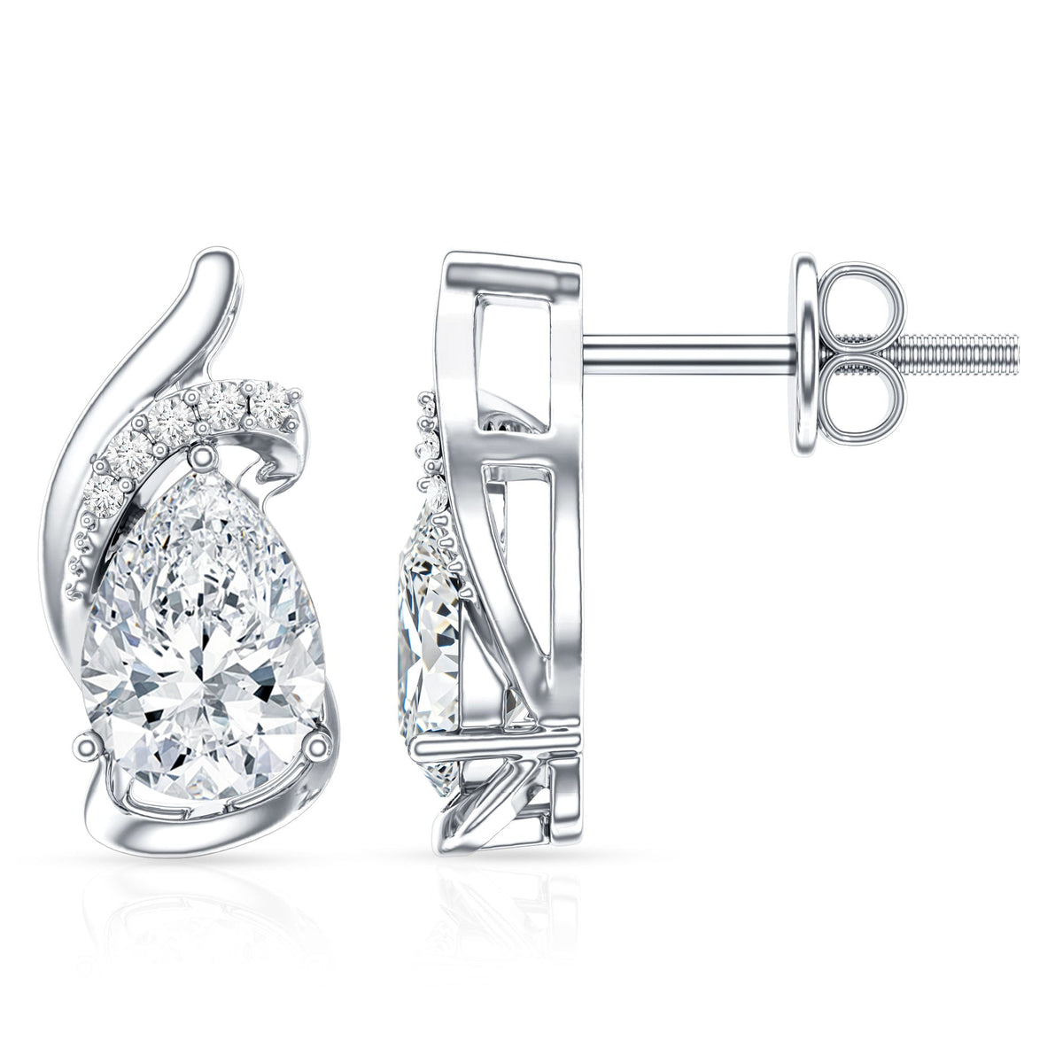 5X7 MM Certified Lab Grown Diamond Teardrop Stud Earrings