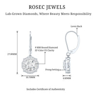 Certified Lab Grown Diamond Flower Art Deco Drop Earrings