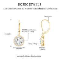 Certified Lab Grown Diamond Flower Art Deco Drop Earrings