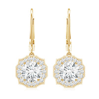 Certified Lab Grown Diamond Flower Art Deco Drop Earrings