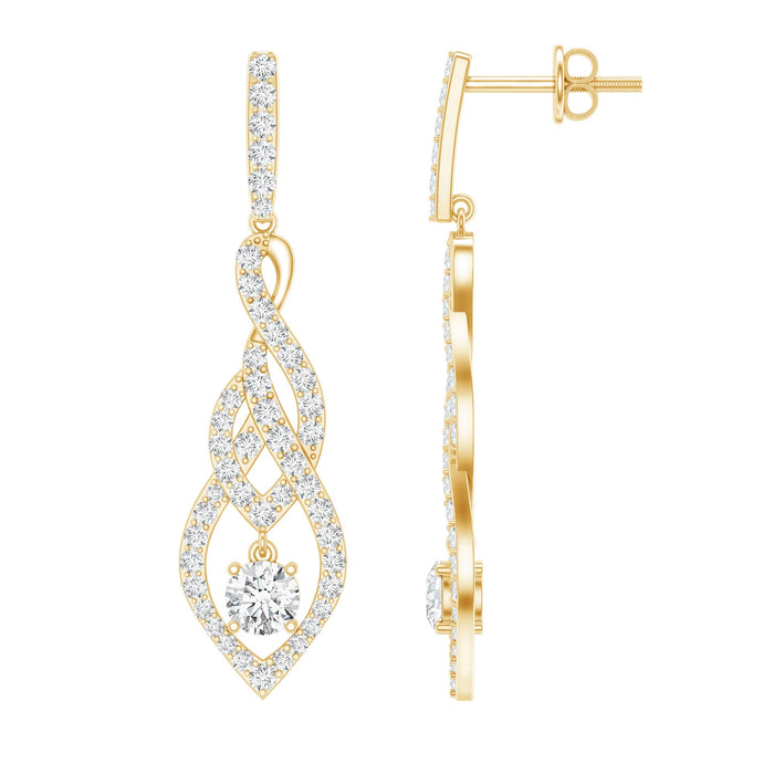 Lab grown diamond long statement earrings by Rosec Jewels featuring sparkling, elegant dangle design for sophisticated style.