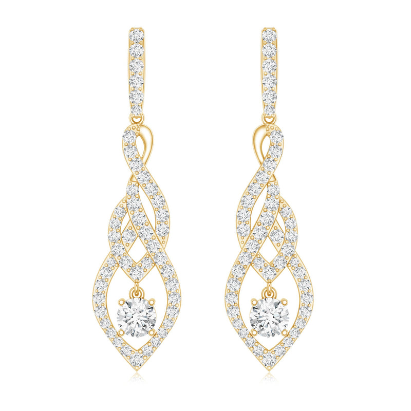 Lab grown diamond long statement earrings by Rosec Jewels featuring sparkling, elegant design with shimmering diamonds.