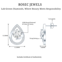 Certified 6 MM Lab Grown Diamond Teardrop Stud Earrings