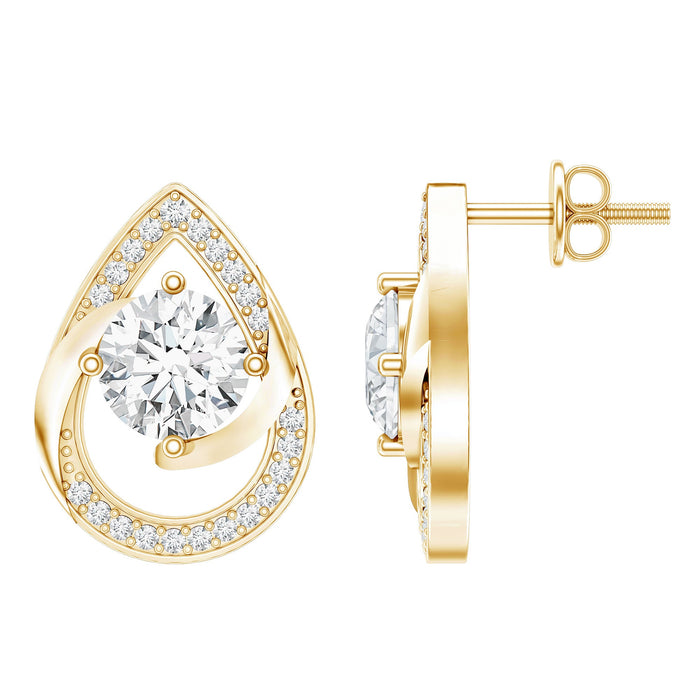 Rosec Jewels lab-grown 6mm teardrop diamond stud earrings, showcasing sparkling teardrop-shaped diamonds in a classic setting.