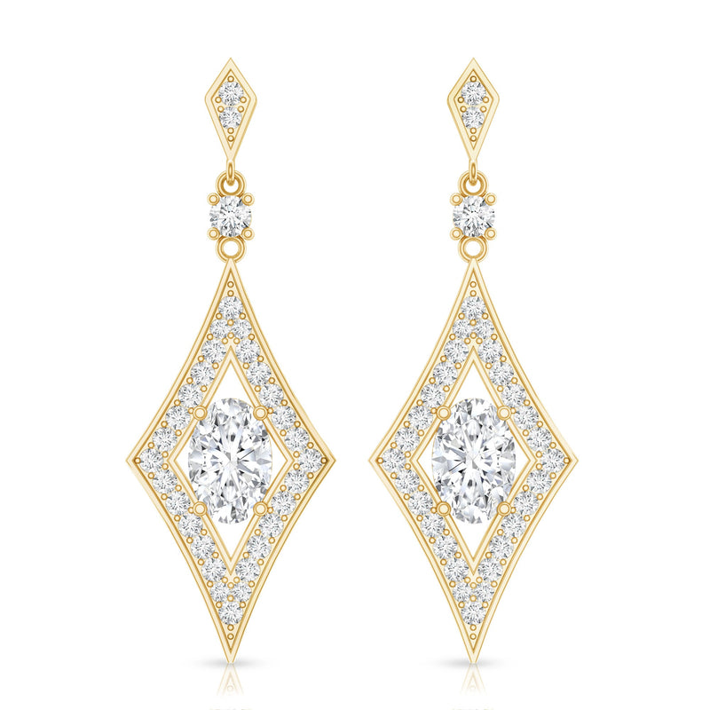 Lab grown diamond dangle earrings from Rosec Jewels, featuring sparkling gemstones and elegant long design.