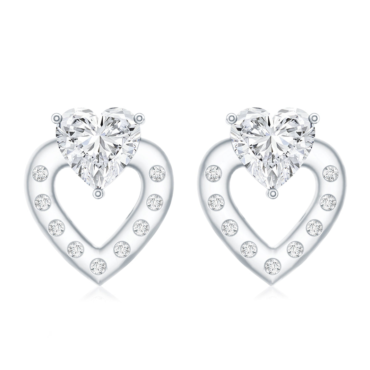 6 MM Lab Grown Diamond Heart Studs For Her