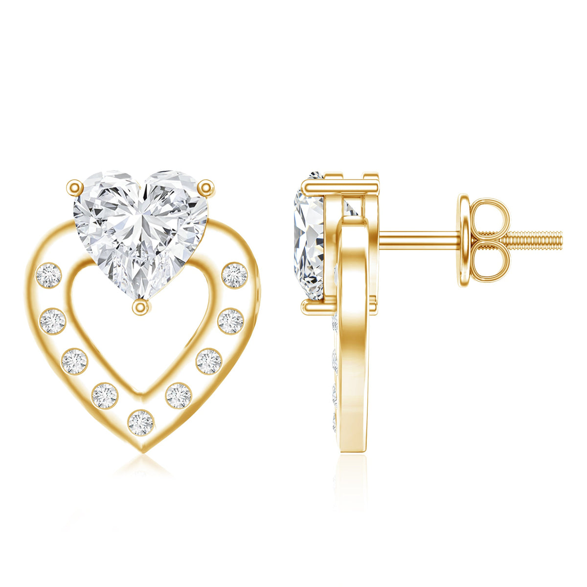 6 MM Lab Grown Diamond Heart Studs For Her