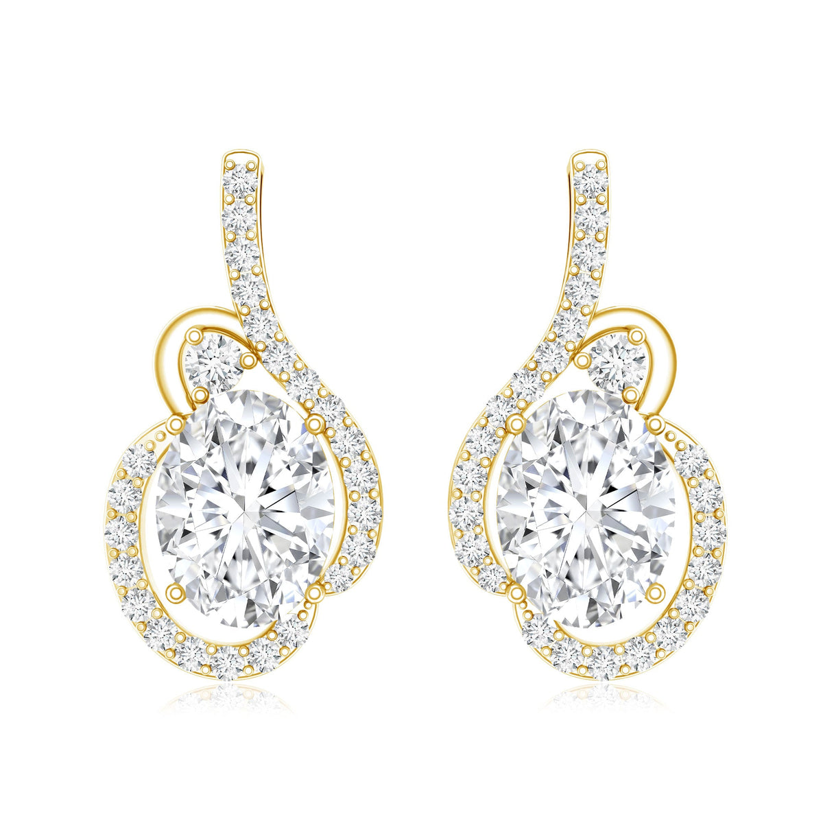 Certified 6X8 MM Oval Lab Grown Diamond Designer Stud Earrings
