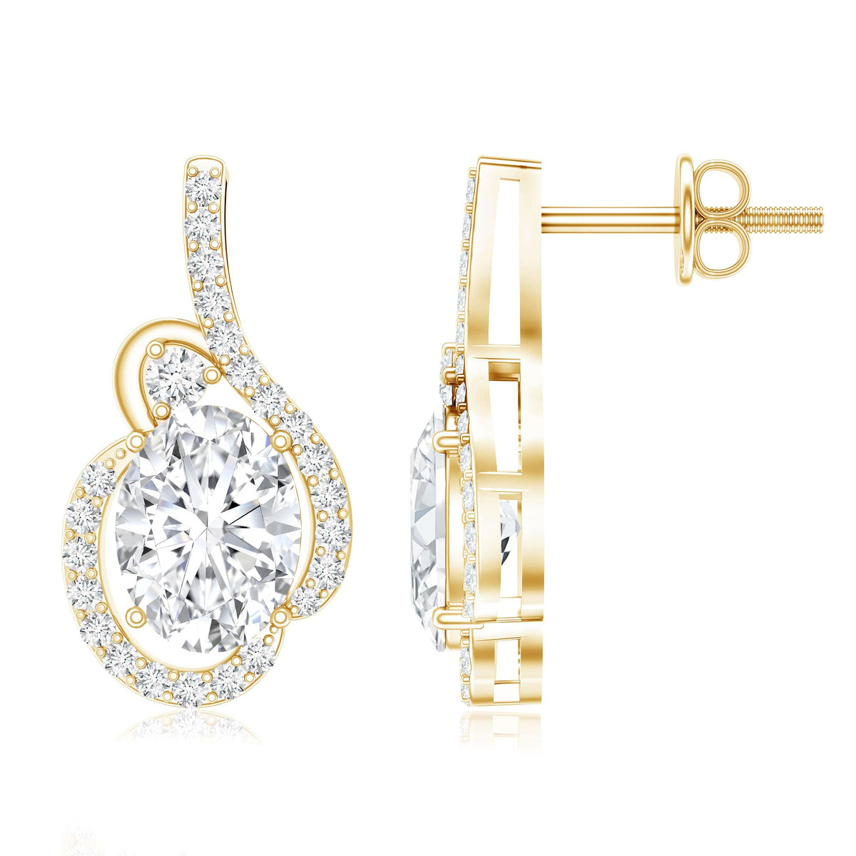 Certified 6X8 MM Oval Lab Grown Diamond Designer Stud Earrings