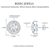 1 Carat Lab Grown Diamond Halo Stud Earrings