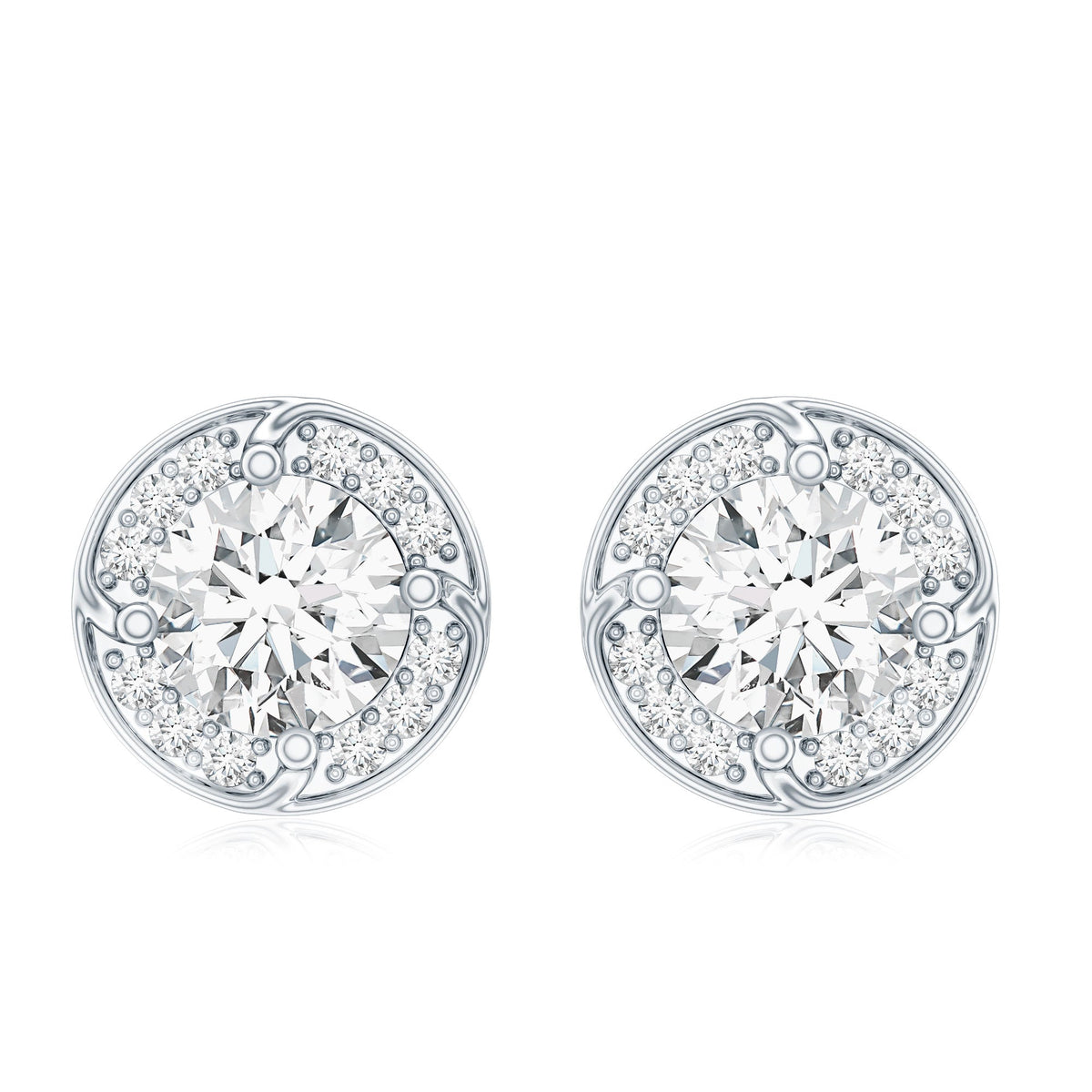 1 Carat Lab Grown Diamond Halo Stud Earrings